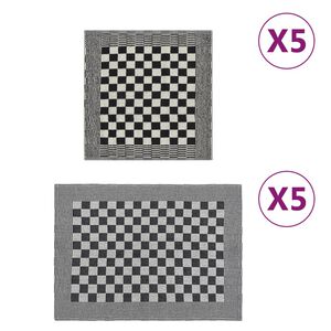 vidaXL Conjunto de panos de cozinha 10 pcs algod&atilde;o preto e branco