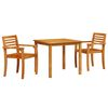 vidaXL Conjunto de Jantar para Jardim 3 pcs Castanho