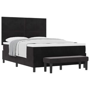vidaXL Cama Box com colch&atilde;o com cabeceira Preto 160 x 200 cm Veludo