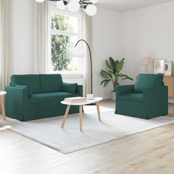 vidaXL Sof&aacute; 120cm 2 pcs Verde Escuro Metal