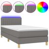 vidaXL Cama box spring c/ colch&atilde;o e LED 100x200 cm tecido cinza-escuro