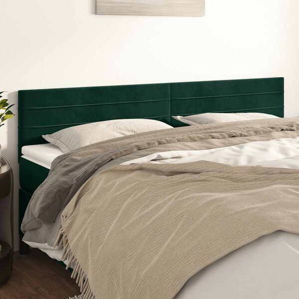 vidaXL Cabeceiras verde-escuro 180x5x78/88 cm veludo