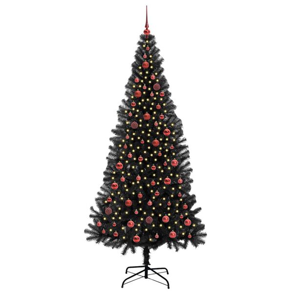 vidaXL &Aacute;rvore de Natal com 300 LEDs com suporte Preto 210 cm PVC