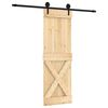 vidaXL Porta Deslizante Natural e Preto 70 x 210 cm