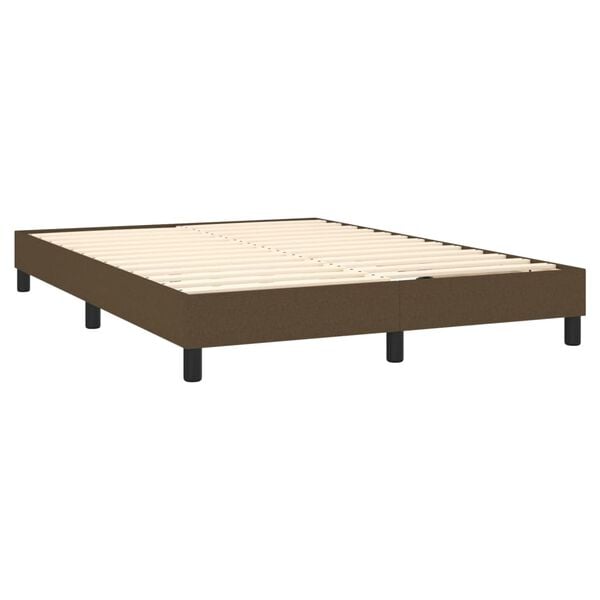 vidaXL Cama com molas/colch&atilde;o 140x190 cm tecido castanho-escuro
