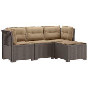 vidaXL Sof&aacute; de Jardim para 4 Pessoas com Almofadas Estilo Rattan PP