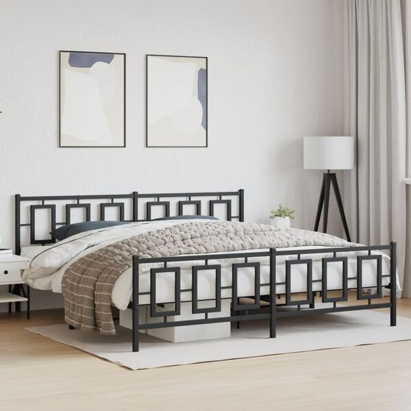 vidaXL Estrutura de cama com cabeceira e p&eacute;s 193x203 cm metal preto