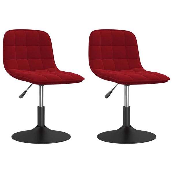 vidaXL Cadeiras de jantar girat&oacute;rias 2 pcs veludo vermelho tinto
