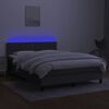 vidaXL Cama box spring c/ colch&atilde;o e LED 140x190 cm tecido cinza-escuro