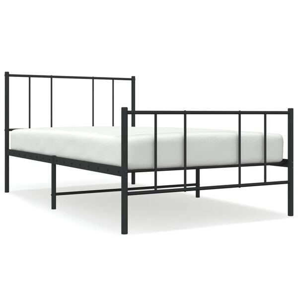 vidaXL Estrutura de cama com cabeceira e p&eacute;s 100x200 cm metal preto