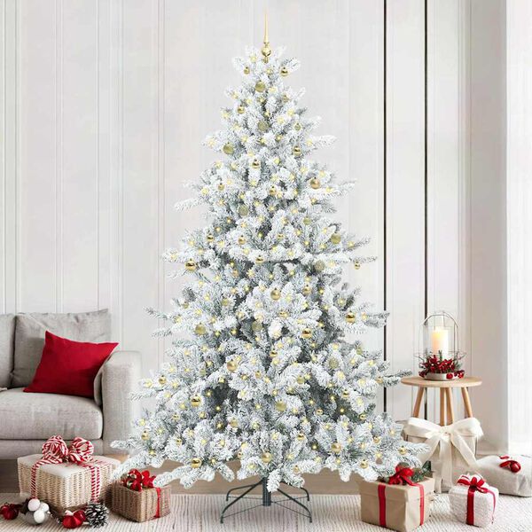 vidaXL &Aacute;rvore de Natal Articulada Artificial Branco 240 cm PVC e A&ccedil;o