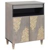 vidaXL Buffet Cinza e Ouro 60 x 33 x 75 cm Madeira de manga maciça