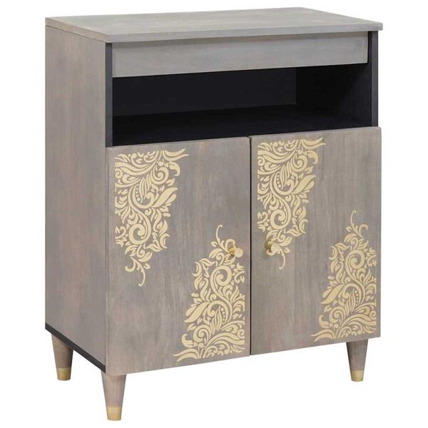 vidaXL Buffet Cinza e Ouro 60 x 33 x 75 cm Madeira de manga maciça