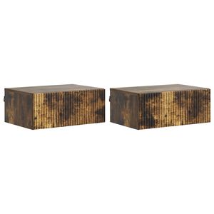 vidaXL Gabinete de Canto Montado na Parede 2 pcs Carvalho Fumado