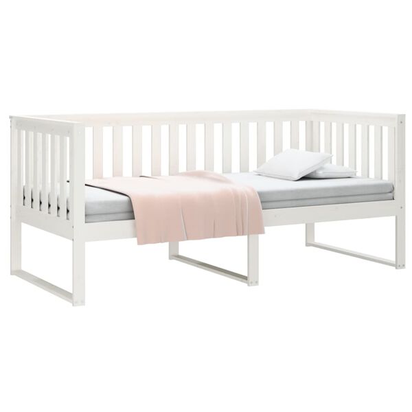 vidaXL Sofá-cama sem colchão 90x200 cm madeira de pinho maciça branco