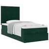 vidaXL Estrutura de cama otomana colch&otilde;es 90x200cm veludo verde escuro