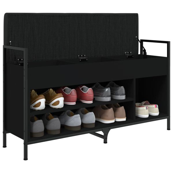 vidaXL Banco sapateira 105,5x32x57,5 cm derivados de madeira preto