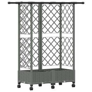 vidaXL Cama Elevada com Treli&ccedil;a e Telhado Cinzento-claro PP