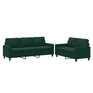 vidaXL 2 pcs conjunto de sof&aacute;s com almofad&otilde;es veludo verde-escuro