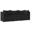 vidaXL 3 pcs conjunto lounge de jardim c/ almofad&otilde;es vime PE preto