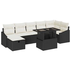 vidaXL Conjunto de Sof&aacute; de Jardim 8 pcs Preto Rattan Sint&eacute;tico