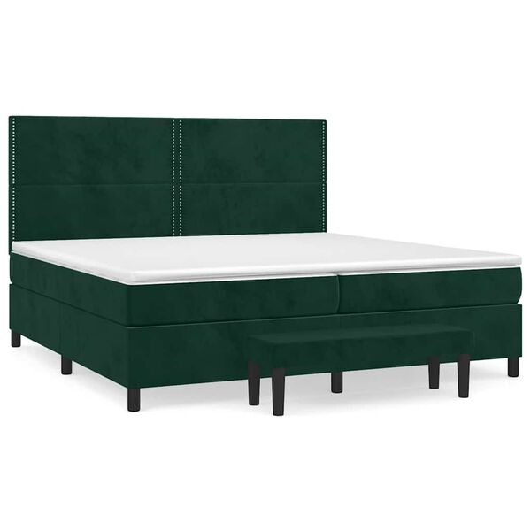 vidaXL Cama com molas/colch&atilde;o 200x200 cm veludo verde-escuro