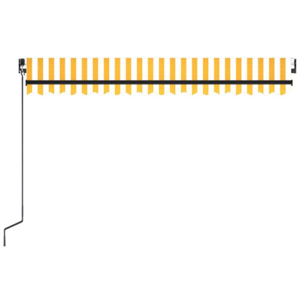 vidaXL Toldo retr&aacute;til manual 450x300 cm amarelo e branco