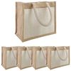 vidaXL Bolsas de Juta com Bolso 5 Natural e Branco 26 x 22 x 14 cm