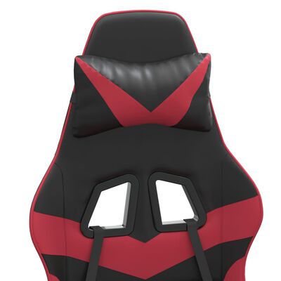 vidaXL Cadeira gaming giratória + apoio pés couro artific. preto/tinto