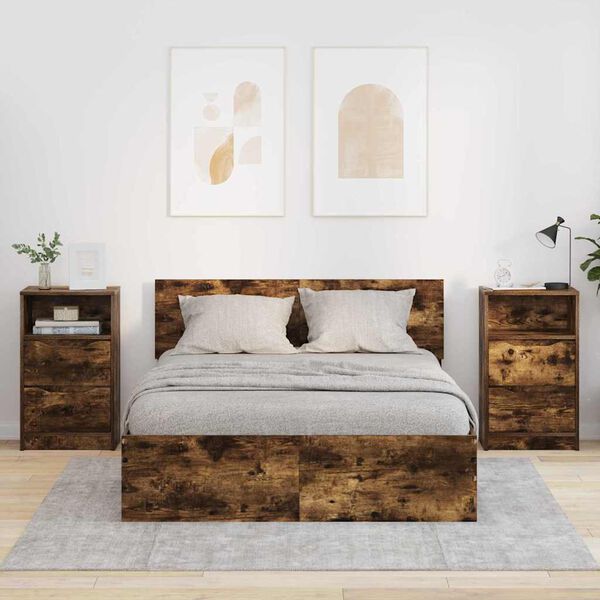 vidaXL Mesas de cabeceira 2 pcs Carvalho Defumado 40 x 30 x 467 cm