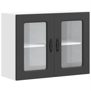 vidaXL Arm&aacute;rio de parede de cozinha porta vidro Kalmar preto