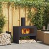 vidaXL Fire Pit Preto 80 x 50 x 96 cm A&ccedil;o laminado a frio