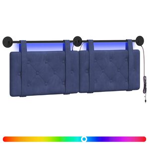 vidaXL Cabeceira suspensa Com luz LED Azul Pol&iacute;cia Veludo