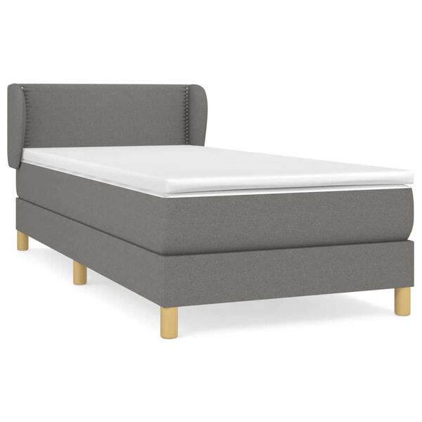 vidaXL Cama com molas/colch&atilde;o 90x190 cm tecido cinza-escuro