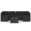 vidaXL 7 pcs conj. lounge jardim + almofad&otilde;es madeira impreg. cinzento