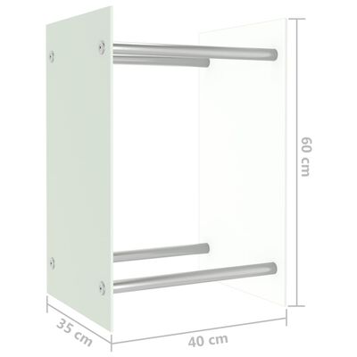 vidaXL Suporte para lenha 40x35x60 cm vidro branco
