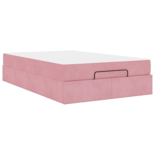 vidaXL Estrutura de cama com colch&atilde;o com colch&atilde;o 2 pcs Rosa Veludo