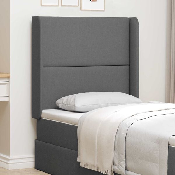 vidaXL Orelha de Cabeceira Cinzeto 80 x 16 x 4 cm tecido