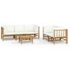 vidaXL 6 pcs conjunto lounge de jardim bambu c/ almofad&otilde;es branco nata
