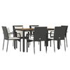 vidaXL 7 pcs conjunto de jantar p/ jardim c/ almofad&otilde;es vime PE preto