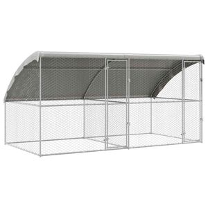 vidaXL Canil de Cachorro 2 pcs Prateado 4 x 2 x 2 m A&ccedil;o galvanizado