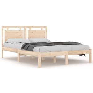 vidaXL Estrutura de cama king 150x200 cm madeira maci&ccedil;a