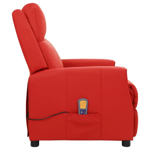 vidaXL Poltrona de massagens elevat&oacute;ria couro artificial vermelho