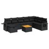 vidaXL 9 pcs conjunto de sof&aacute;s p/ jardim c/ almofad&otilde;es vime PE preto