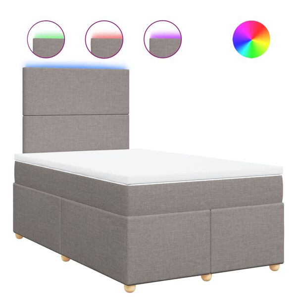 vidaXL Cama com molas/colch&atilde;o 120x200 cm tecido castanho-acinzentado