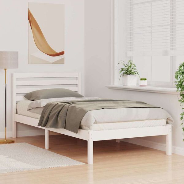 vidaXL Estrutura da Cama Branco 75 x 190 cm Madeira de Pinheiro S&oacute;lida
