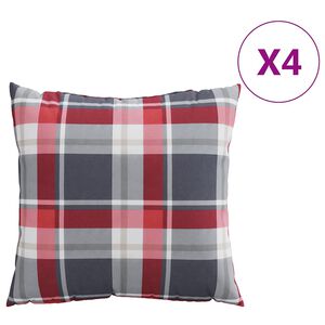 vidaXL Conjunto de 4 almofadas para sof&aacute; com estampa xadrez vermelha, 50x50 cm, em tecido