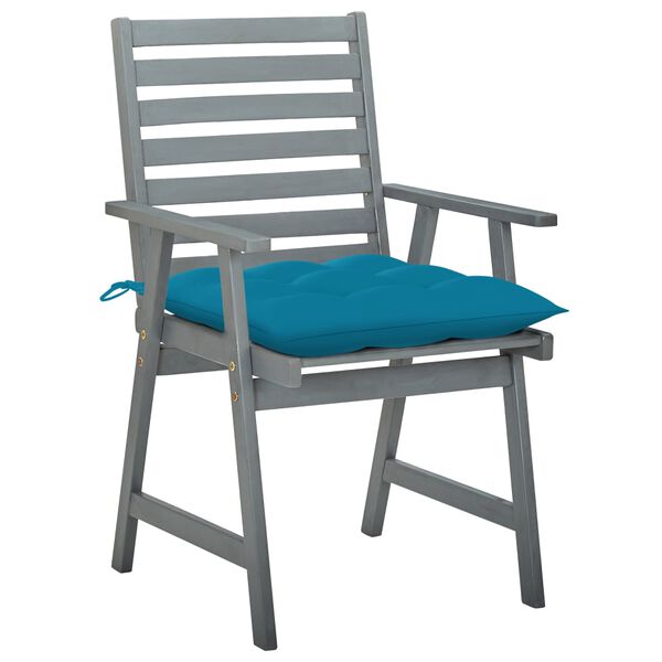 vidaXL Cadeiras de jantar p/ jardim 3 pcs c/ almofad&otilde;es ac&aacute;cia maci&ccedil;a