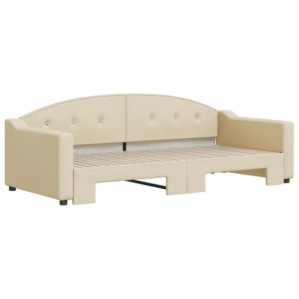vidaXL Sofá-cama com gavetão 90x200 cm tecido cor creme