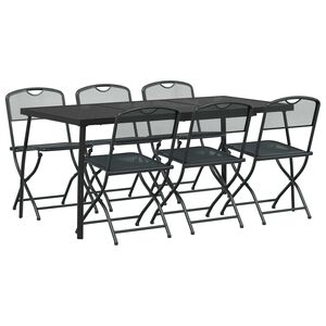 vidaXL Conjunto de M&oacute;veis para Exterior 7 pcs Antracite Ferro e A&ccedil;o